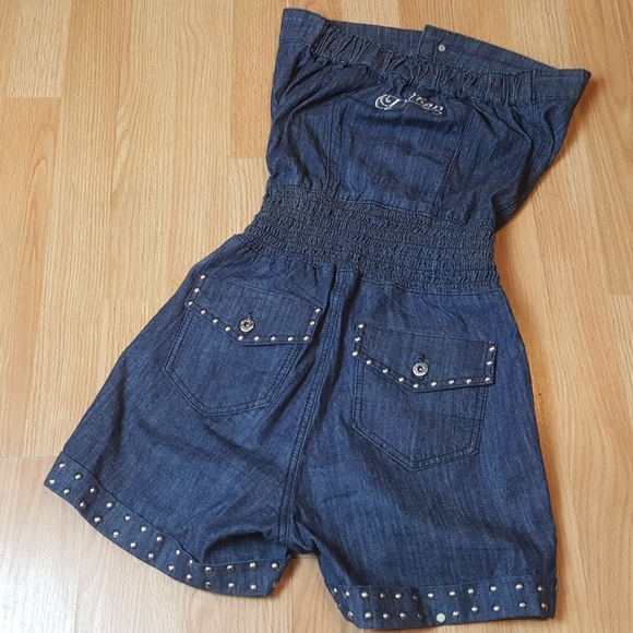 Dereon strapless denim studded romper size 5/6 - Picture 3 of 4